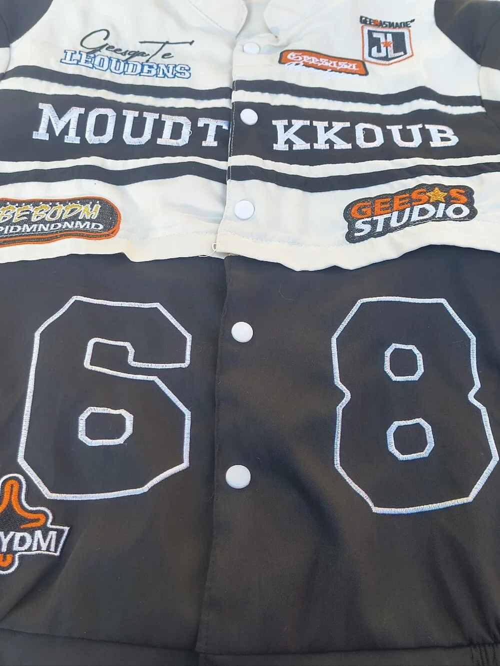 Black White  Moudt Kkoub  Racing Team Jacket Size L